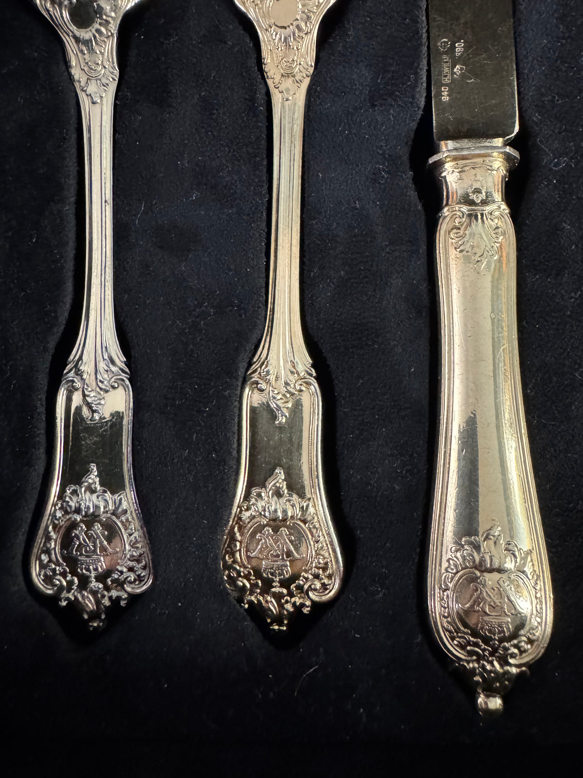 Couverts en argent doré, service Rococo, Empereur Guillaume II