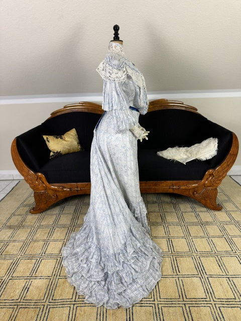 Antikes zweiteiliges Edwardianisches Sommerkleid, ca. 1903