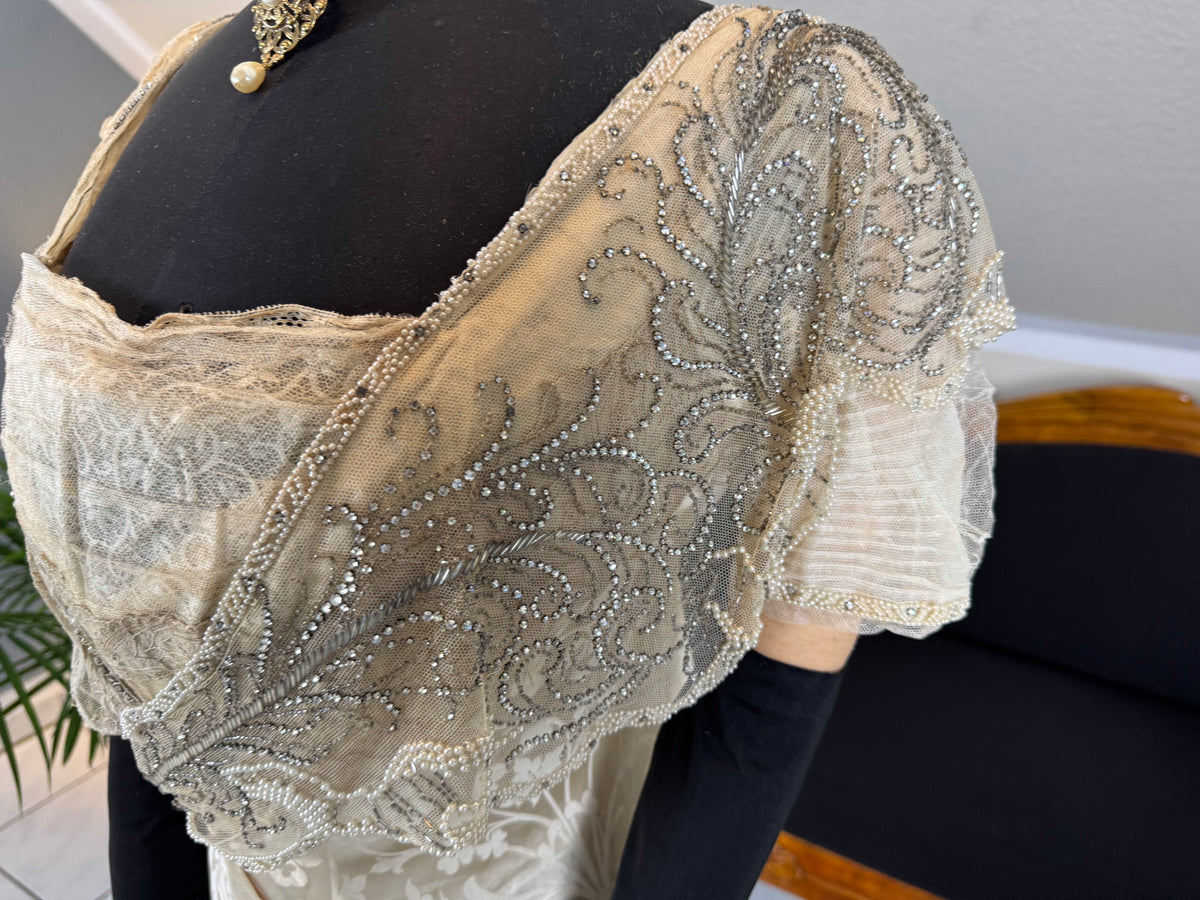 Edwardian wedding ensemble by Reville & Rossiter London with original box, shoes and accessories, Lady Gillman provenance, 1911