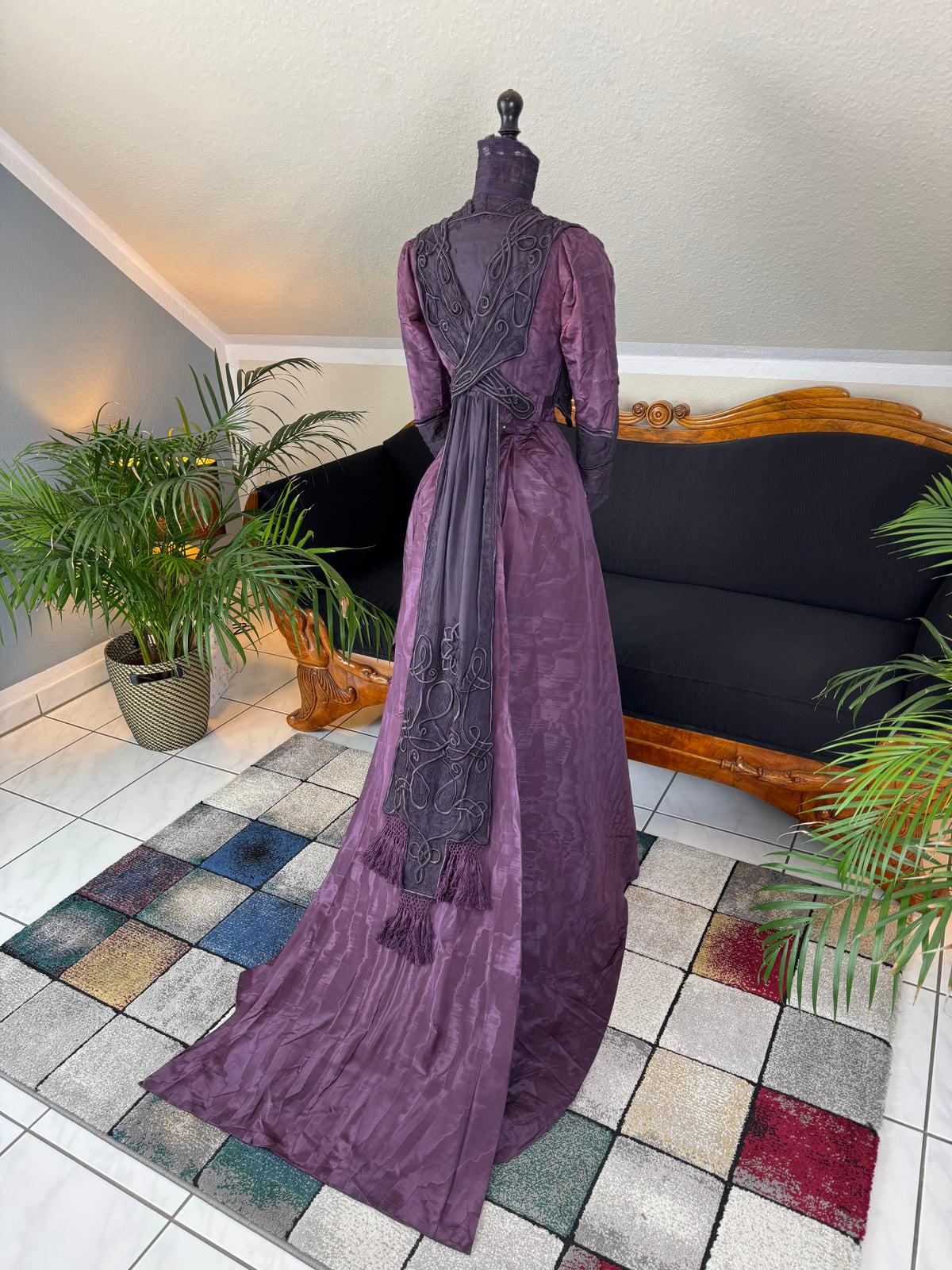 Rare 1911 Edwardian Half‑Mourning Dress by Kate Riley