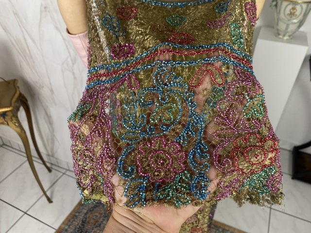 Antikes, besticktes Lamé-Abendkleid, Amerika, ca. 1926