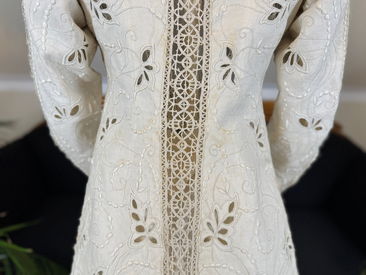 Antique Four‑Piece Edwardian Walking Dress ca. 1910 – Linen, Lace & Lady Gillman Provenance