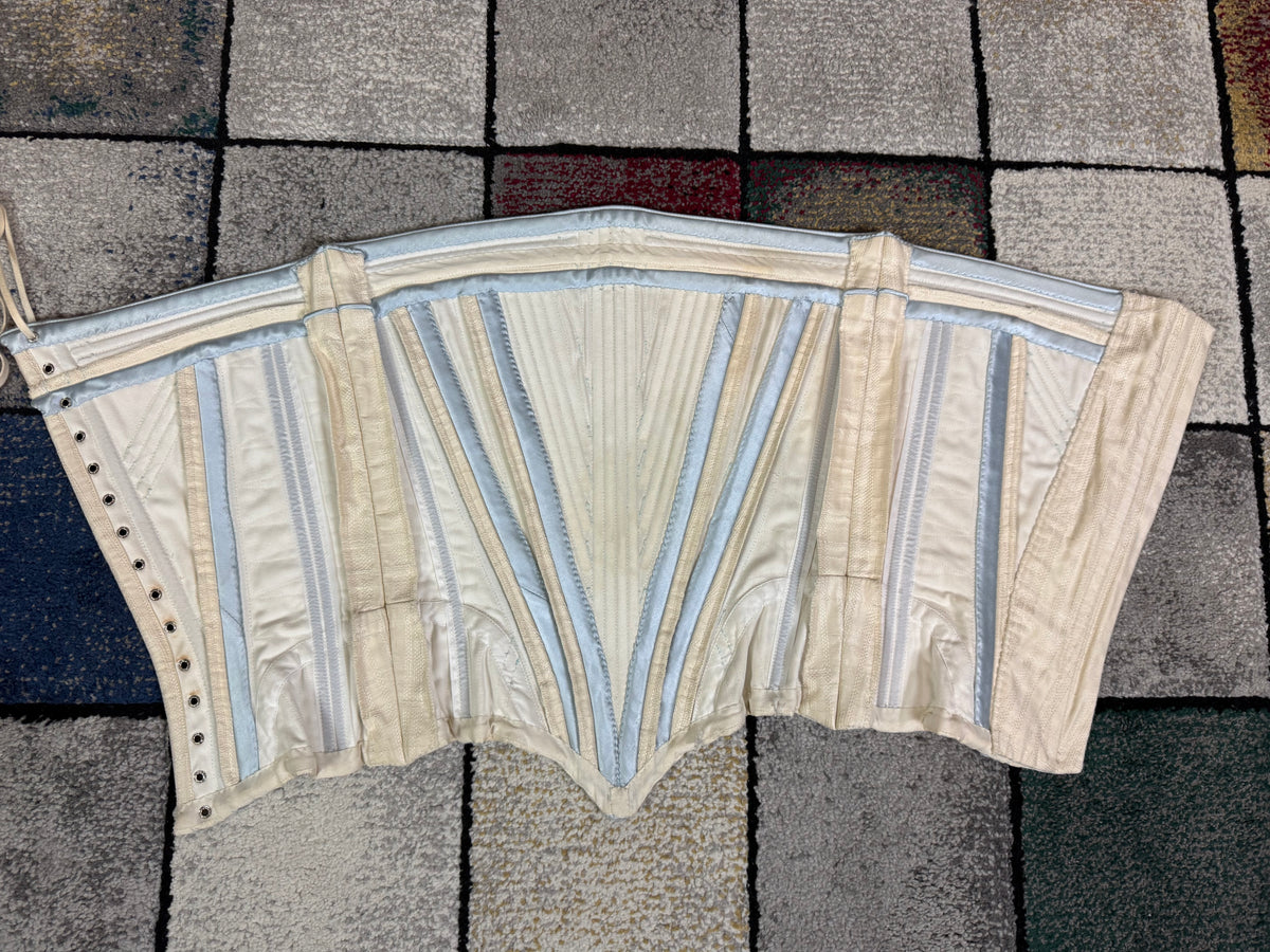 Vintage Cream Silk Corset, English Manufactory, 18th‑Century Style