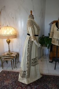 Antikes edwardianisches Leinen-Geh-Ensemble, ca. 1906 – Kleid & Jacke