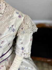 Antikes Seidenabendkleid mit Tagesoberteil, ca. 1864
