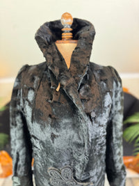 Edwardian ca. 1904 Langer schwarzer Mantel aus künstlichem Biberfell – Victor Tailoring Co., Chicago
