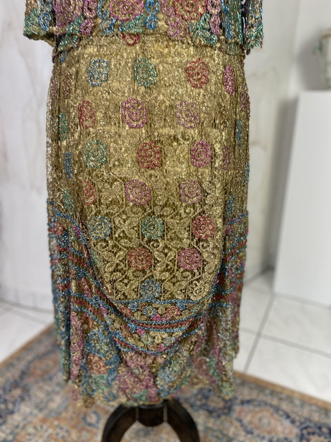 Antikes, besticktes Lamé-Abendkleid, Amerika, ca. 1926