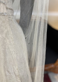 Antikes silbernes Lamé-Abendkleid aus der Titanic-Ära, ca. 1912
