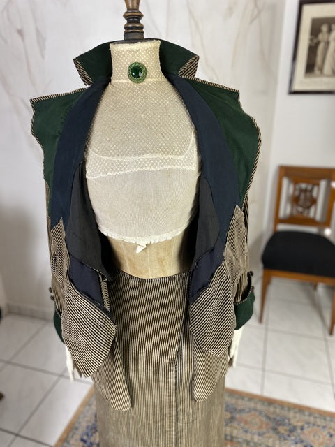 Antikes Edwardianisches Spazierkleid ca. 1912 – Gestreifte Mode des frühen 20. Jahrhunderts