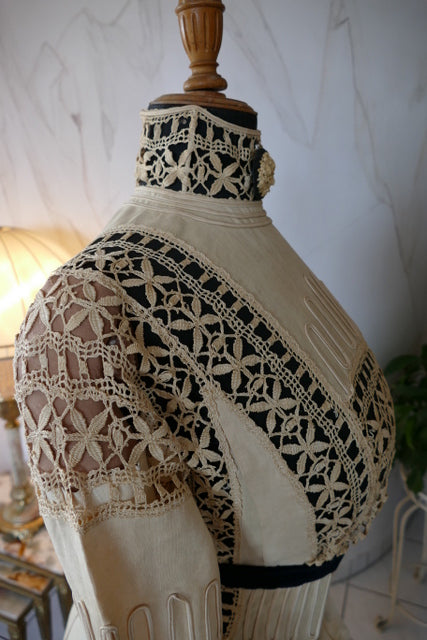 Antikes edwardianisches Leinen-Geh-Ensemble, ca. 1906 – Kleid & Jacke