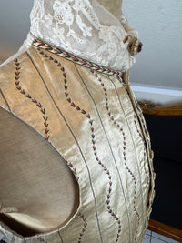 Cream Silk Embroidered Waistcoat, England ca. 1770 – Long‑Line Georgian Men’s Fashion