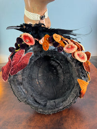 Early 20th‑century millinery hat with exotic bird mount, black lace and naturalistic trim
