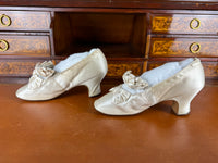 Antique Wedding Shoes 1882 – Silk Bridal Shoes with Double Bows by Julien Mayer, Paris, Kate Rimer Provenance