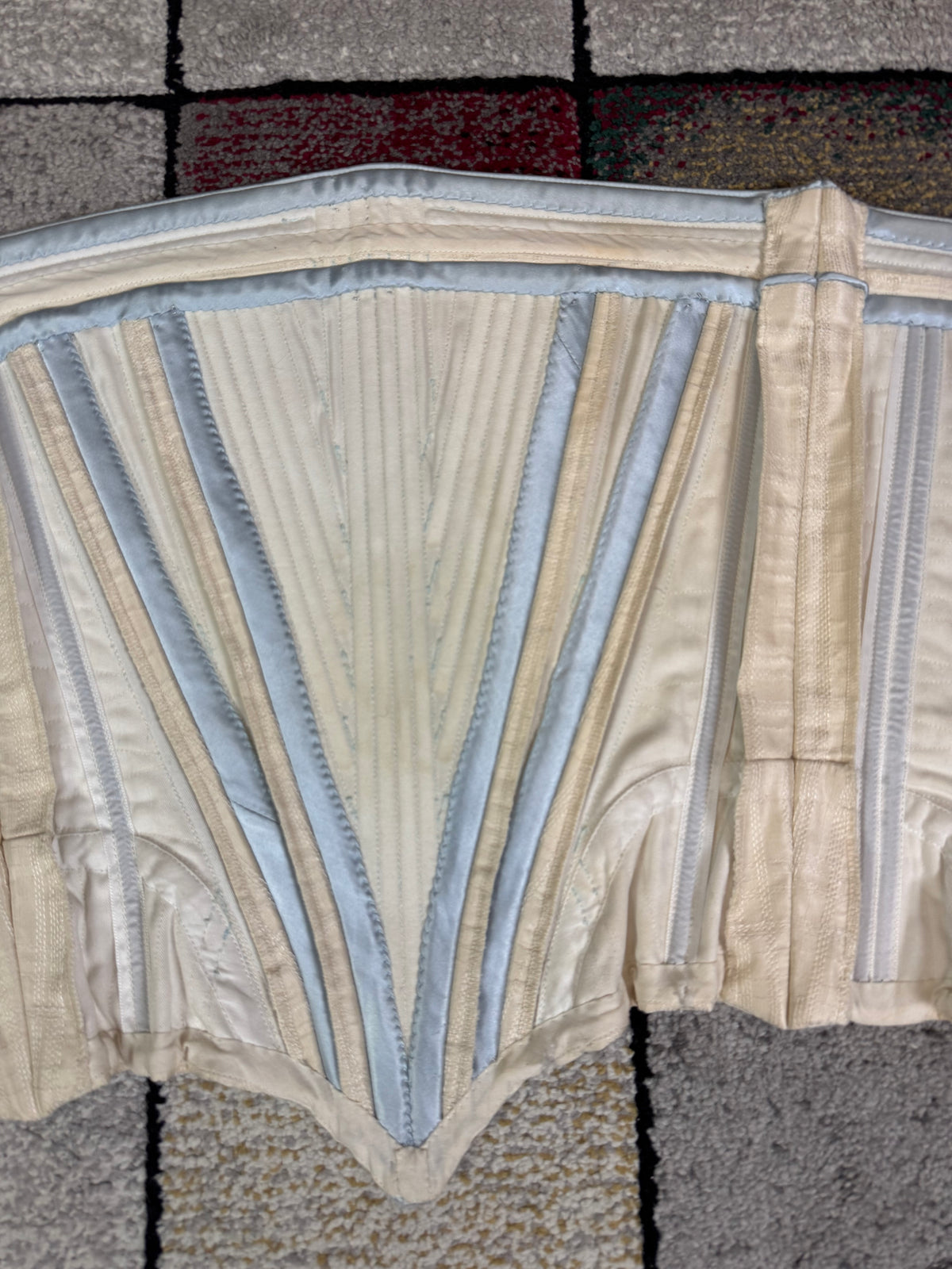 Vintage Cream Silk Corset, English Manufactory, 18th‑Century Style