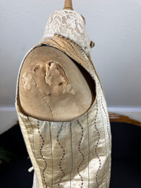 Cream Silk Embroidered Waistcoat, England ca. 1770 – Long‑Line Georgian Men’s Fashion