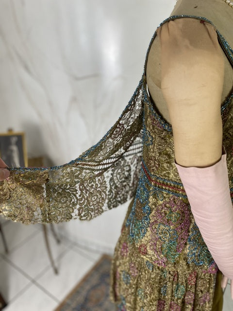 Antikes, besticktes Lamé-Abendkleid, Amerika, ca. 1926