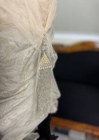 Antikes silbernes Lamé-Abendkleid aus der Titanic-Ära, ca. 1912