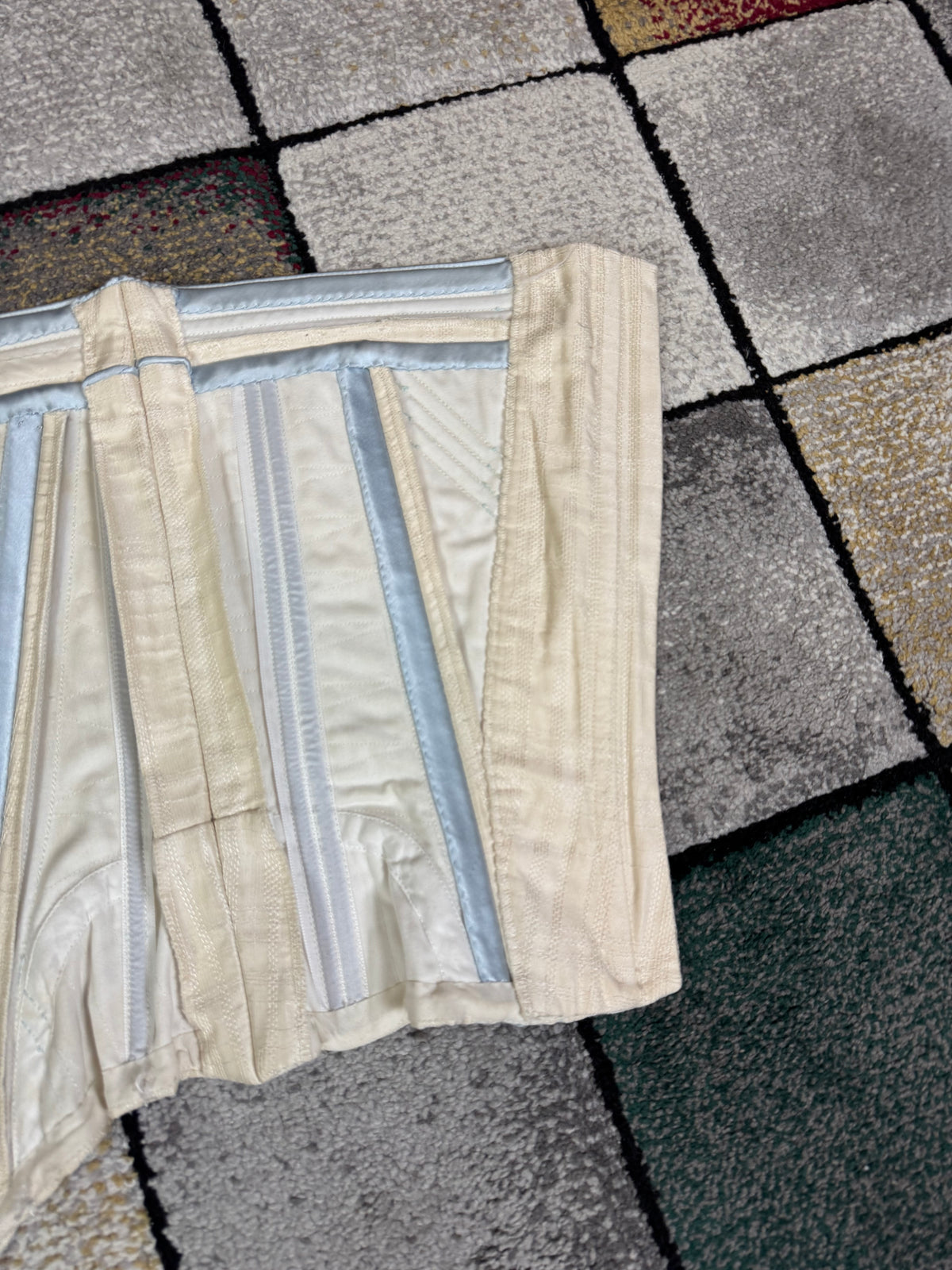 Vintage Cream Silk Corset, English Manufactory, 18th‑Century Style