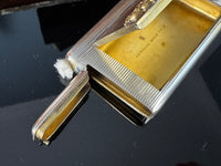 Silver cigarette case of Crown Prince Wilhelm of Prussia with crowned monogram, presentation pin and original caricature in bespoke casket.