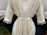 Evening Dress 1912 – Cream Silk Brocade with Lace & Crepe Drapes by M. E. Humble, Court Dressmaker, Lady Gillman Provenance