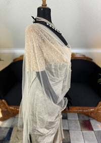 Antikes silbernes Lamé-Abendkleid aus der Titanic-Ära, ca. 1912