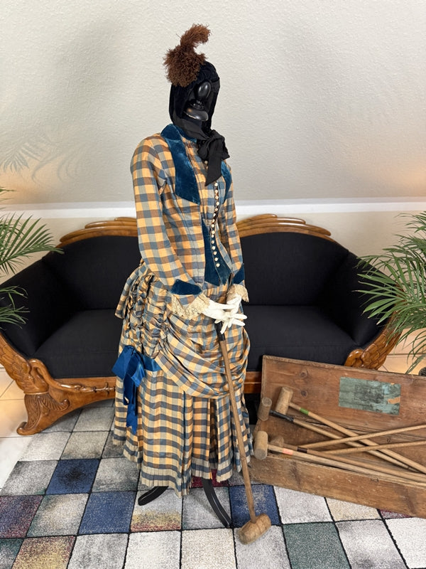 Antikes viktorianisches Krocketkleid, ca. 1888 – Sportensemble aus dem 19. Jahrhundert
