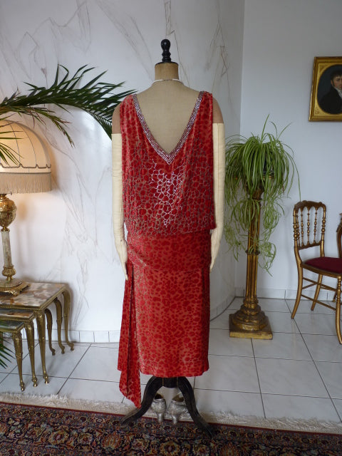 WORTH Antikes Samtkleid mit Dévoré-Muster, Paris, ca. 1926