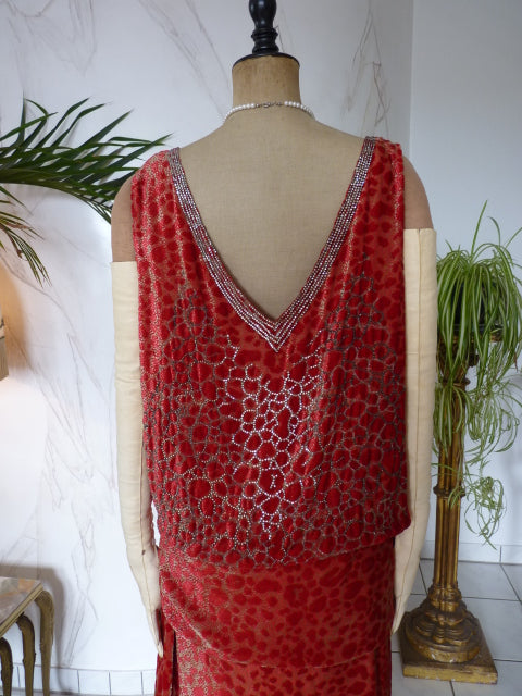 WORTH Antikes Samtkleid mit Dévoré-Muster, Paris, ca. 1926