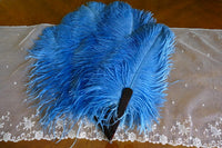 Blau schattierter Fächer aus Straußenfedern, 1920er Jahre