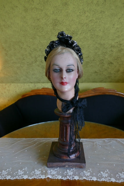 MARCELLE FAURAS Antiker Pariser Paillettenhut, ca. 1899