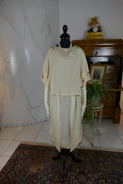 Antique Silk Satin Crepe Wedding Dress, America, ca. 1925