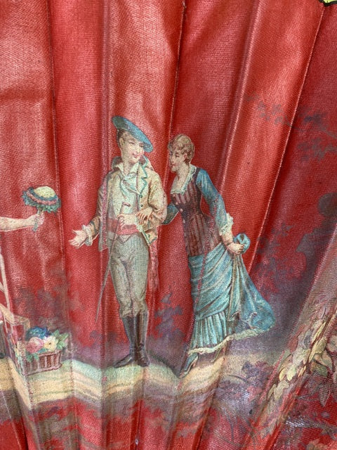 Faltfächer „Blumenverkäufer-Motiv“, um 1900