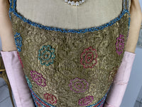 Embroidered lamé evening dress, America, ca. 1926