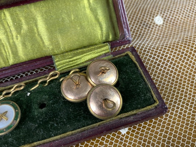 Emaillierte Herrenknöpfe, England, ca. 1902