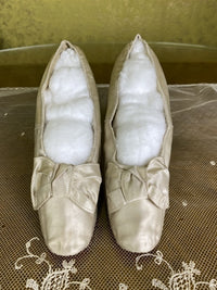 Antique Cream Satin Wedding Pumps, Spain, ca. 1880