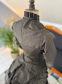 Antikes viktorianisches Tournüren-Tageskleid – Satin & Samt, ca. 1880