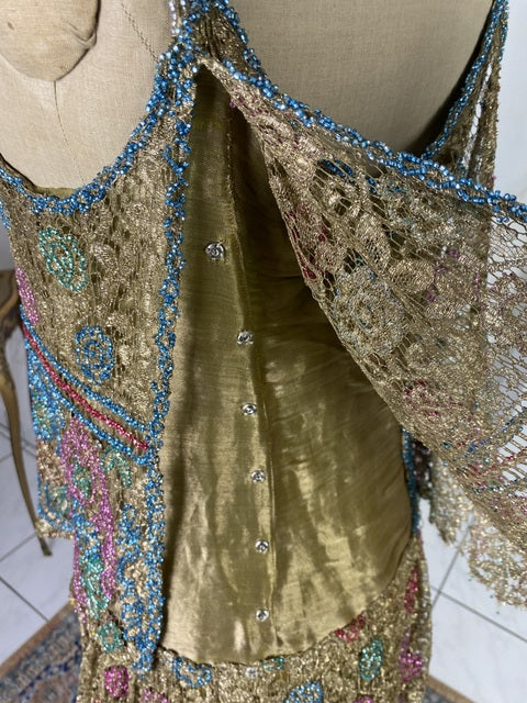 Antikes, besticktes Lamé-Abendkleid, Amerika, ca. 1926
