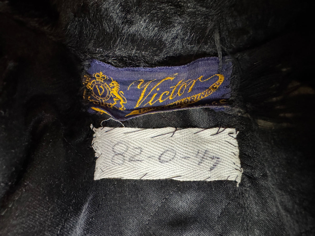 Edwardian ca. 1904 Langer schwarzer Mantel aus künstlichem Biberfell – Victor Tailoring Co., Chicago