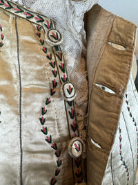 Cream Silk Embroidered Waistcoat, England ca. 1770 – Long‑Line Georgian Men’s Fashion