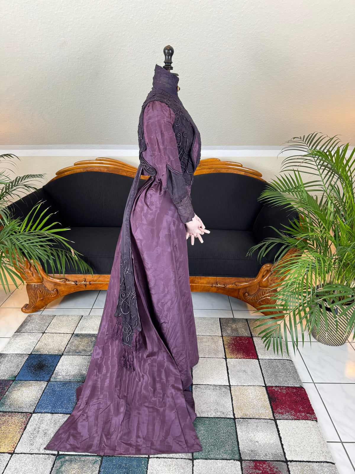 Rare 1911 Edwardian Half‑Mourning Dress by Kate Riley