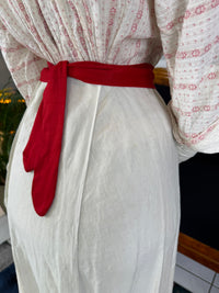 Natural Fiber Day Ensemble – Linen Skirt, Cotton Blouse & Leather Shoes