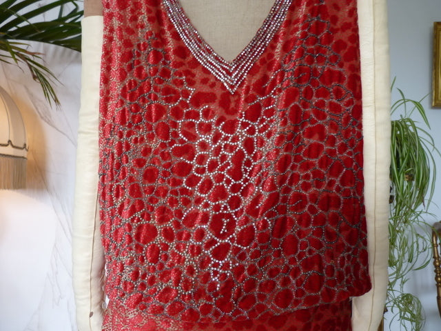 WORTH Antikes Samtkleid mit Dévoré-Muster, Paris, ca. 1926