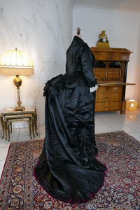 EMILE PINGAT Antikes viktorianisches Tournürenkleid, Paris, ca. 1882