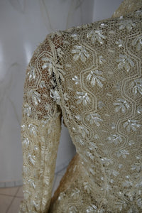 Antikes besticktes Spitzen-Bustle-Überkleid, 1880er Jahre