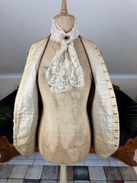 Cream Silk Embroidered Waistcoat, England ca. 1770 – Long‑Line Georgian Men’s Fashion