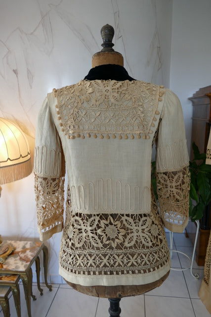 Antikes edwardianisches Leinen-Geh-Ensemble, ca. 1906 – Kleid & Jacke