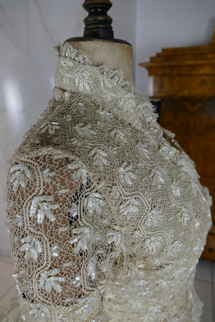 Antikes besticktes Spitzen-Bustle-Überkleid, 1880er Jahre