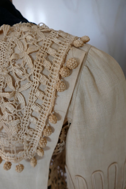 Antikes edwardianisches Leinen-Geh-Ensemble, ca. 1906 – Kleid & Jacke