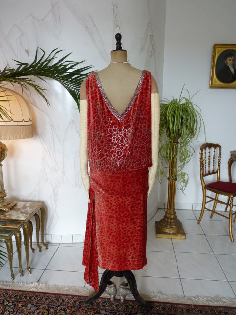 WORTH Antikes Samtkleid mit Dévoré-Muster, Paris, ca. 1926