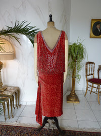 WORTH Antikes Samtkleid mit Dévoré-Muster, Paris, ca. 1926